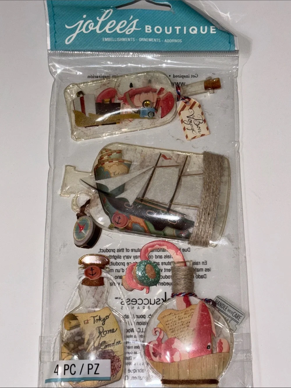 Jolee's Boutique Nautical Bottle Embellishments Jolees Message In Bottle 3D